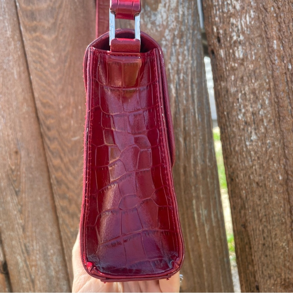 RALPH LAUREN Women’s Red Crocodile Pattern Shoulder Bag Vintage - Picture 9 of 16